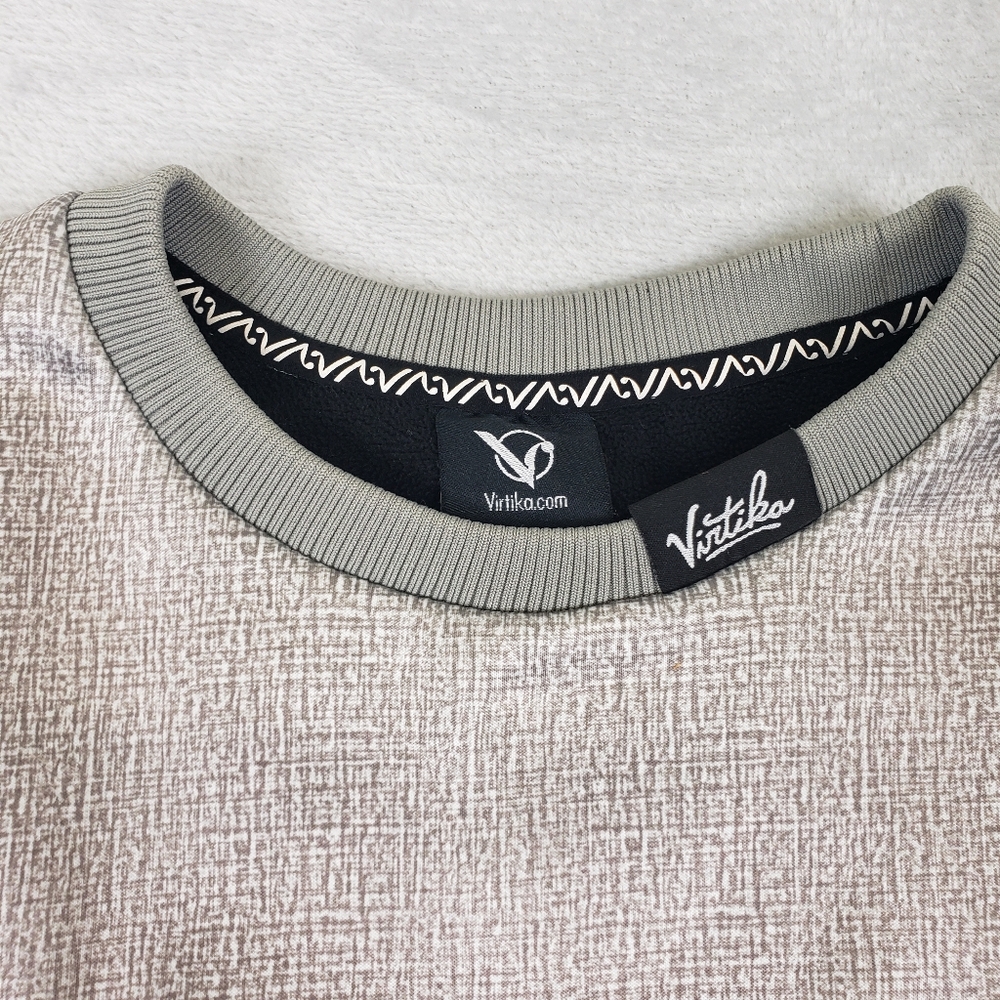 Virtika Silver Script Logo Snowboarding Ski Fleece Lined Crewneck Sweater Men L - Picture 4 of 12